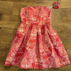 Lilly Pulitzer Pink floral strapless dress 0